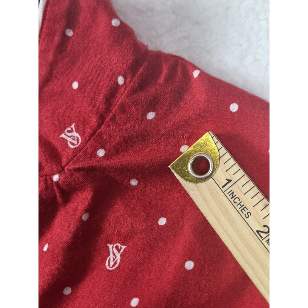 Victoria's Secret Pajama Set Womens L Red Polka Dot Button Front Logo Sleepwear - Picture 5 of 16